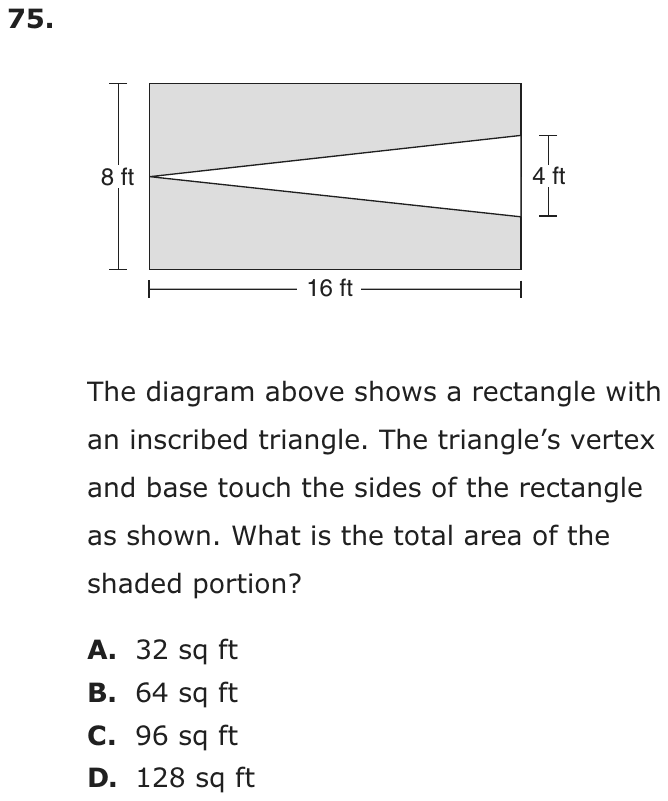 Question 75 as printed on page 196 of the DOE handbook.