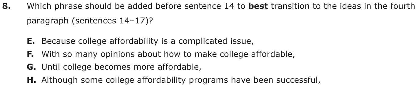 Question 8 as printed on page 40 of the DOE handbook.
