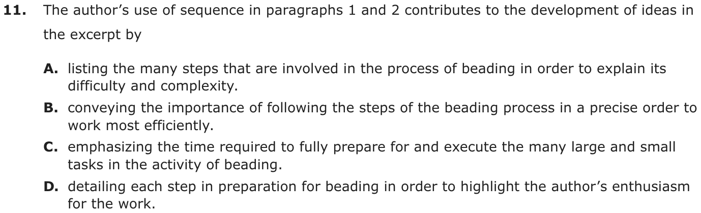 Question 11 as printed on page 44 of the DOE handbook.