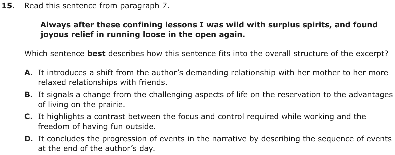 Question 15 as printed on page 45 of the DOE handbook.