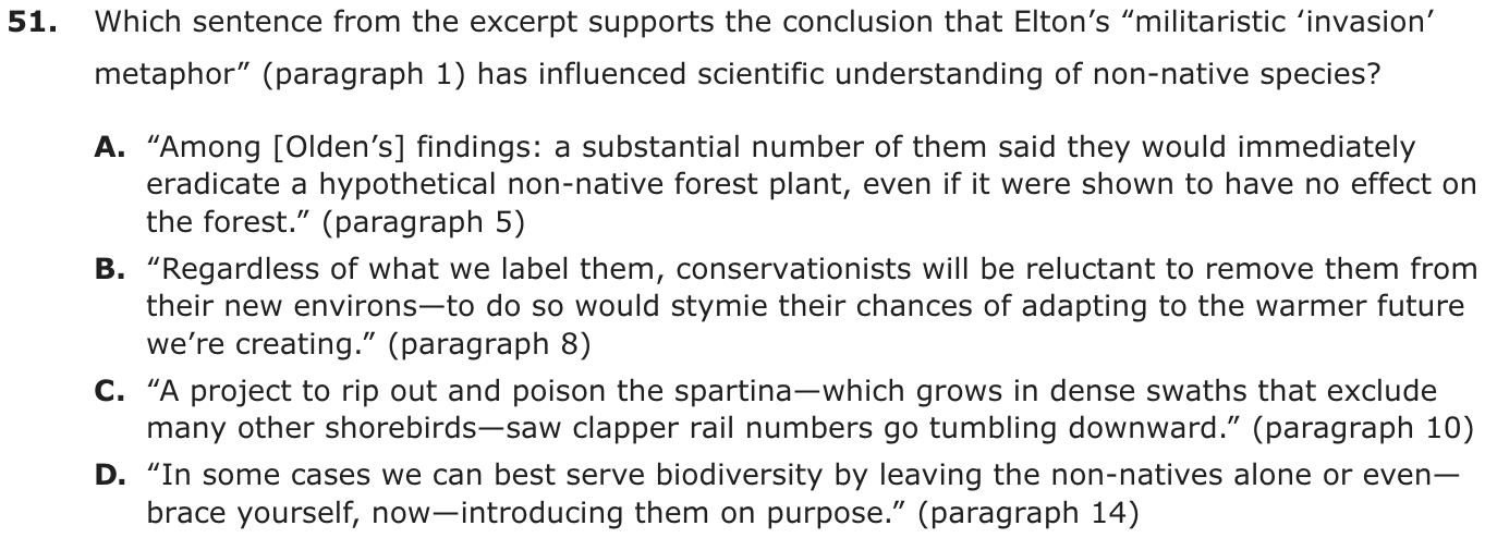 Question 51 as printed on page 70 of the DOE handbook.
