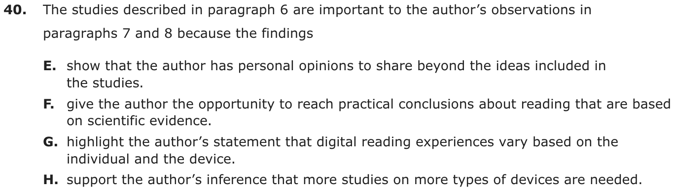 Question 40 as printed on page 61 of the DOE handbook.