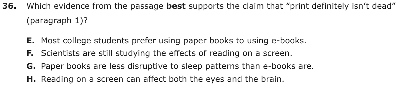 Question 36 as printed on page 60 of the DOE handbook.