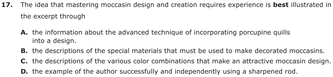 Question 17 as printed on page 46 of the DOE handbook.