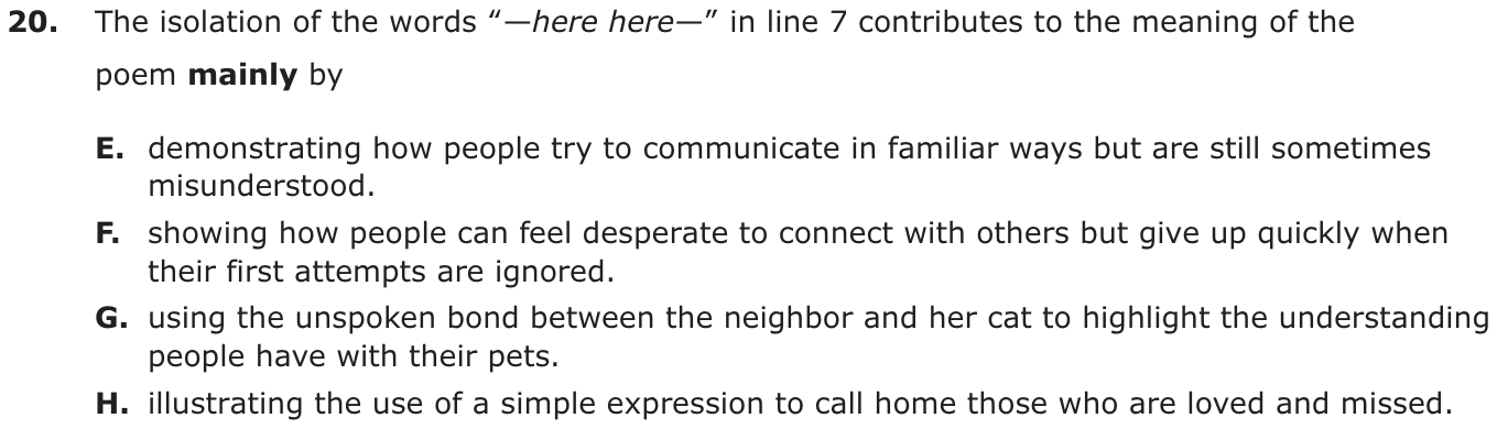 Question 20 as printed on page 49 of the DOE handbook.