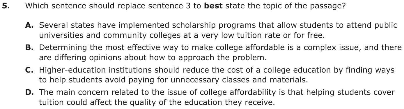Question 5 as printed on page 39 of the DOE handbook.