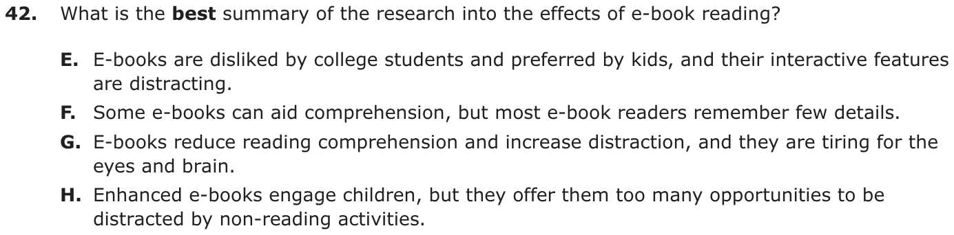 Question 42 as printed on page 62 of the DOE handbook.