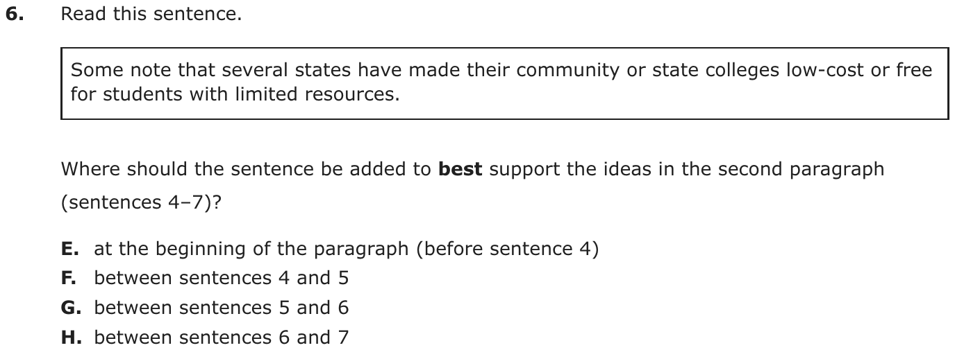Question 6 as printed on page 39 of the DOE handbook.