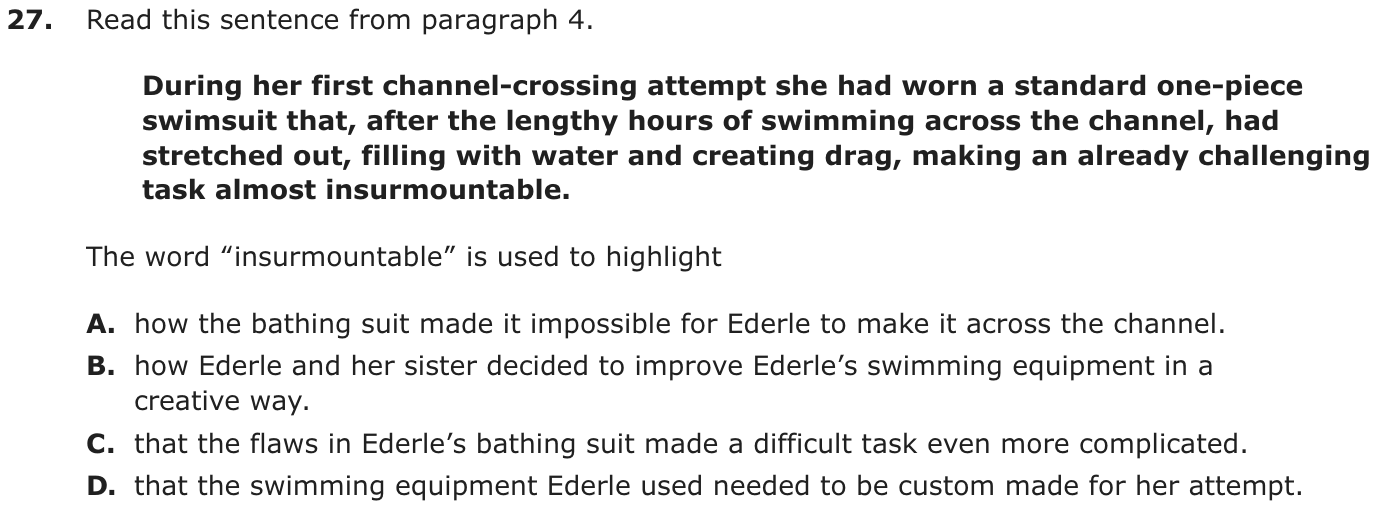 Question 27 as printed on page 54 of the DOE handbook.