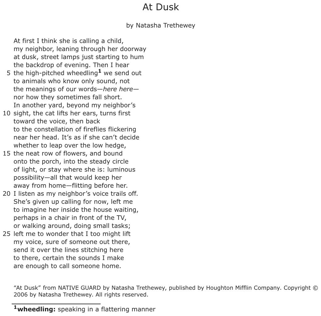 The passage “At Dusk” as printed on page 48 of the DOE handbook.