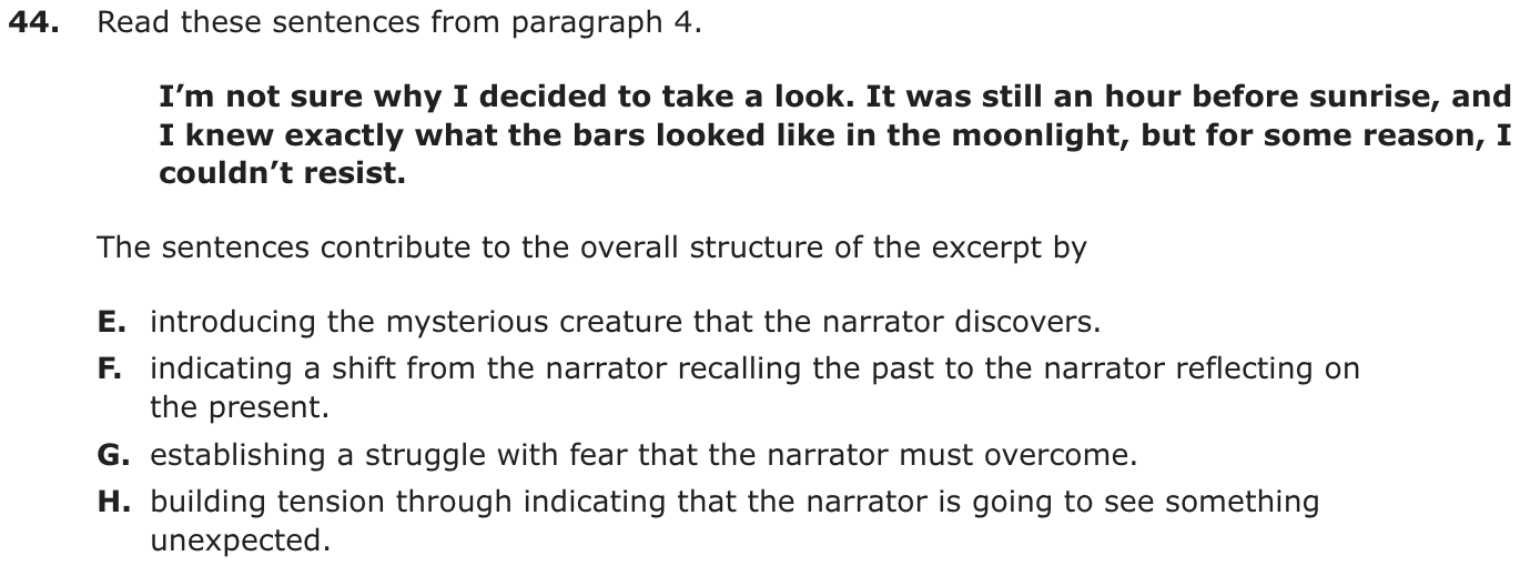 Question 44 as printed on page 66 of the DOE handbook.