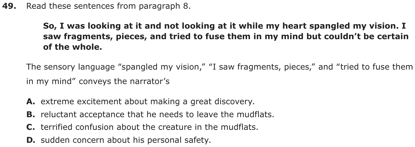 Question 49 as printed on page 67 of the DOE handbook.