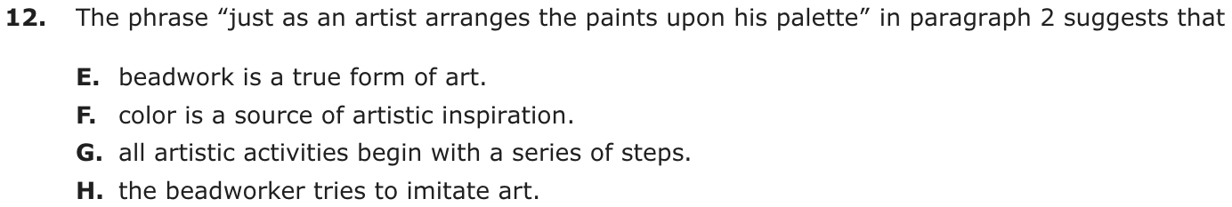Question 12 as printed on page 44 of the DOE handbook.