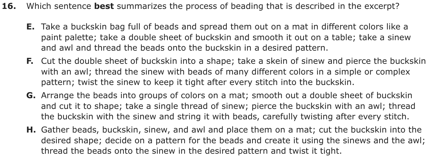 Question 16 as printed on page 45 of the DOE handbook.
