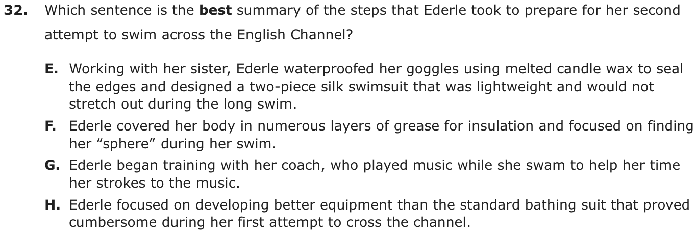 Question 32 as printed on page 56 of the DOE handbook.
