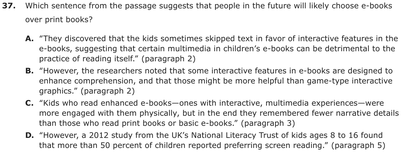 Question 37 as printed on page 60 of the DOE handbook.