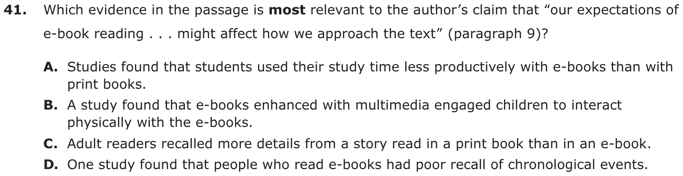 Question 41 as printed on page 62 of the DOE handbook.