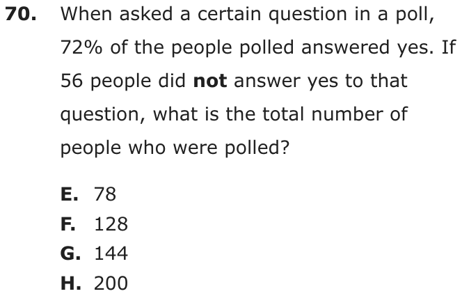 Question 70 as printed on page 79 of the DOE handbook.