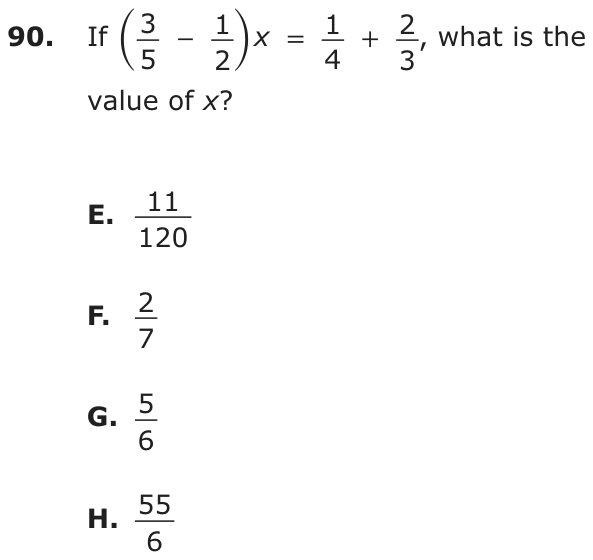 Question 90 as printed on page 85 of the DOE handbook.