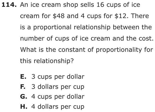 Question 114 as printed on page 91 of the DOE handbook.