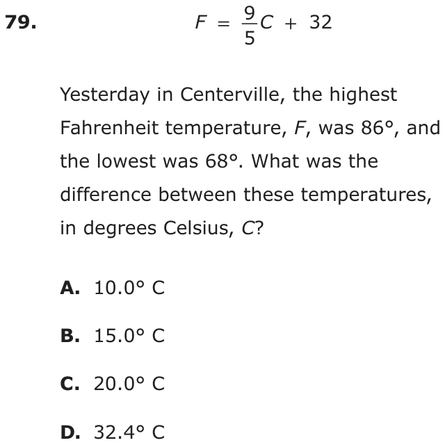Question 79 as printed on page 81 of the DOE handbook.