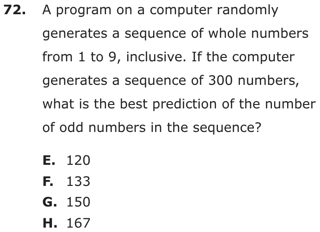 Question 72 as printed on page 79 of the DOE handbook.