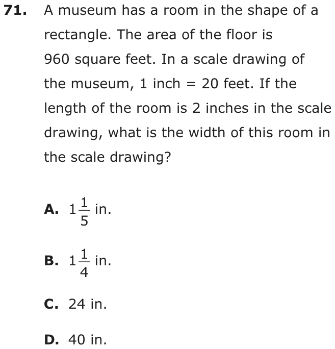 Question 71 as printed on page 79 of the DOE handbook.