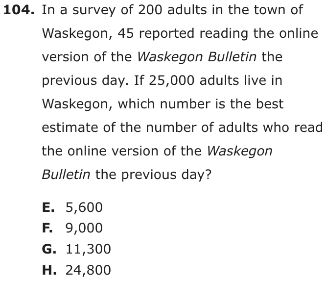 Question 104 as printed on page 88 of the DOE handbook.