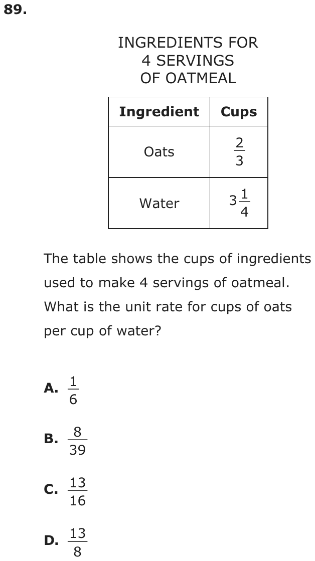 Question 89 as printed on page 84 of the DOE handbook.