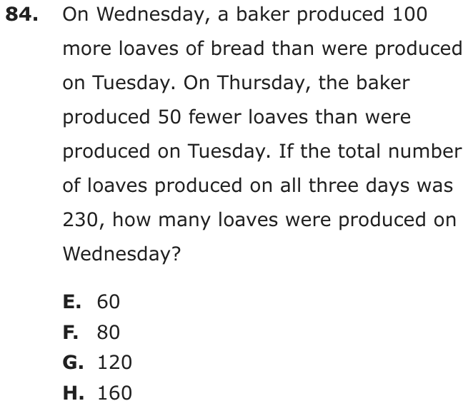 Question 84 as printed on page 83 of the DOE handbook.