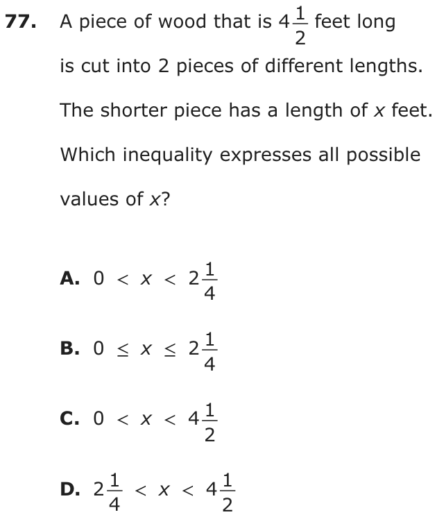 Question 77 as printed on page 81 of the DOE handbook.