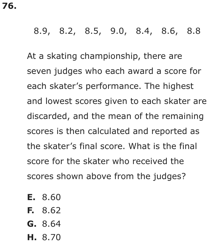Question 76 as printed on page 80 of the DOE handbook.