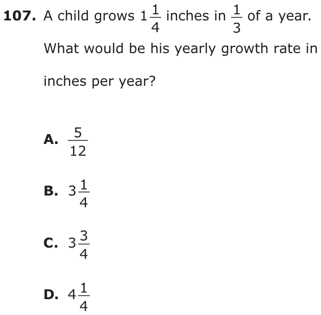 Question 107 as printed on page 89 of the DOE handbook.