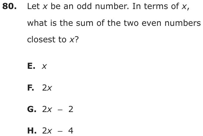 Question 80 as printed on page 82 of the DOE handbook.