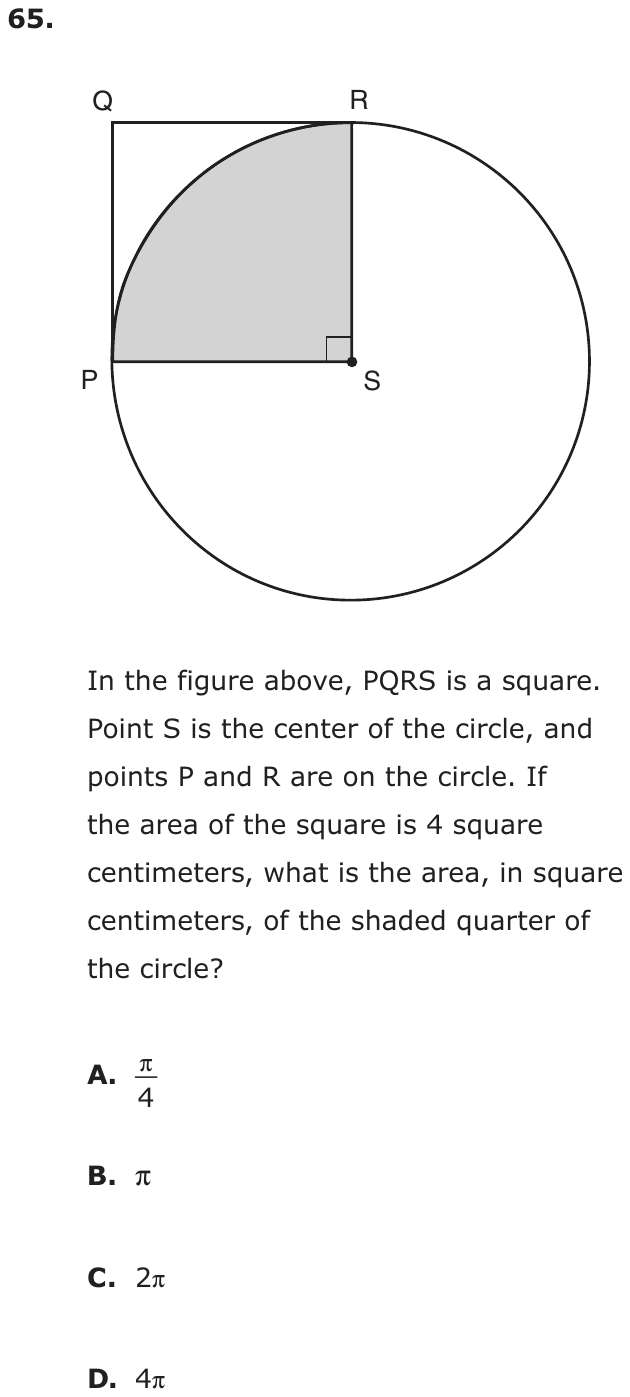 Question 65 as printed on page 77 of the DOE handbook.