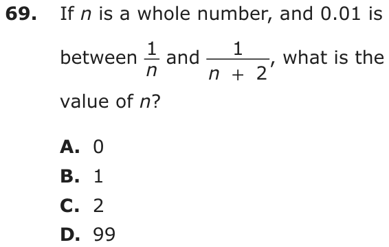 Question 69 as printed on page 78 of the DOE handbook.