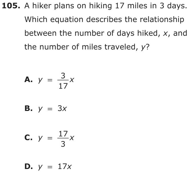 Question 105 as printed on page 88 of the DOE handbook.