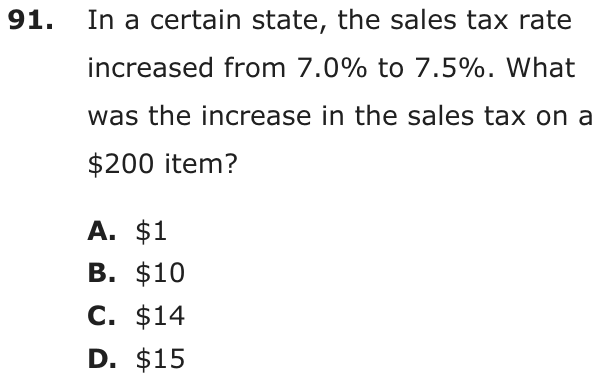 Question 91 as printed on page 85 of the DOE handbook.