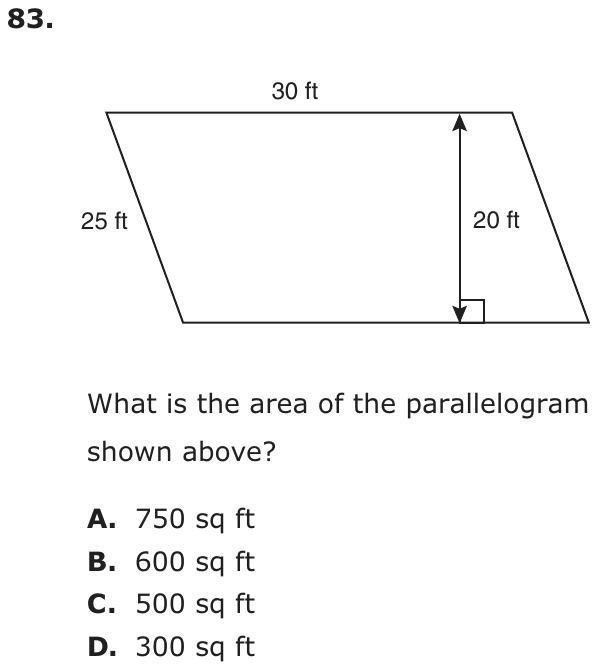 Question 83 as printed on page 82 of the DOE handbook.