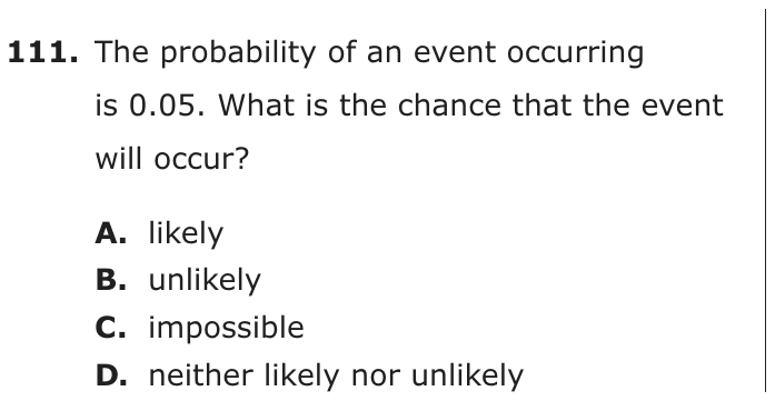 Question 111 as printed on page 90 of the DOE handbook.