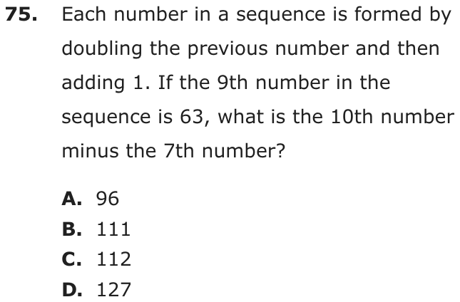 Question 75 as printed on page 80 of the DOE handbook.