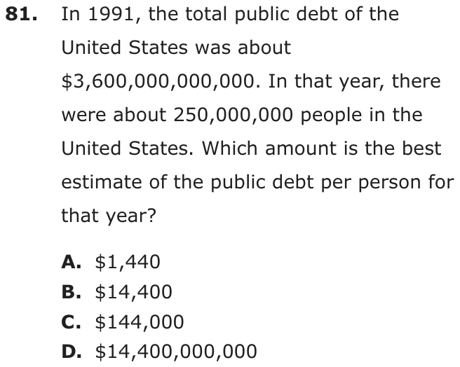 Question 81 as printed on page 82 of the DOE handbook.