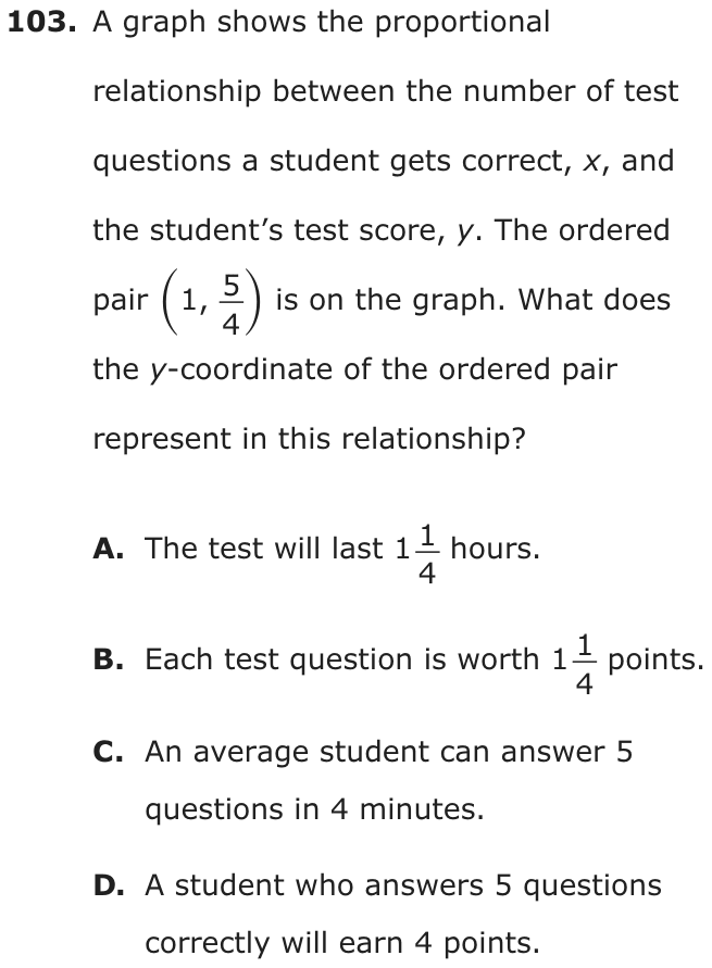 Question 103 as printed on page 88 of the DOE handbook.