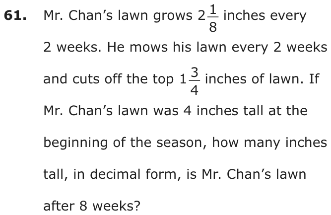 Question 61 as printed on page 76 of the DOE handbook.