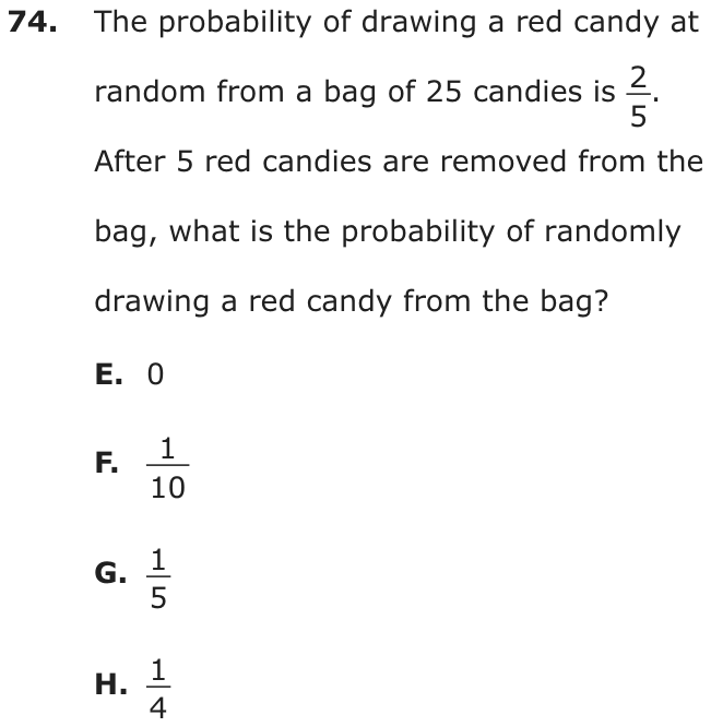 Question 74 as printed on page 80 of the DOE handbook.