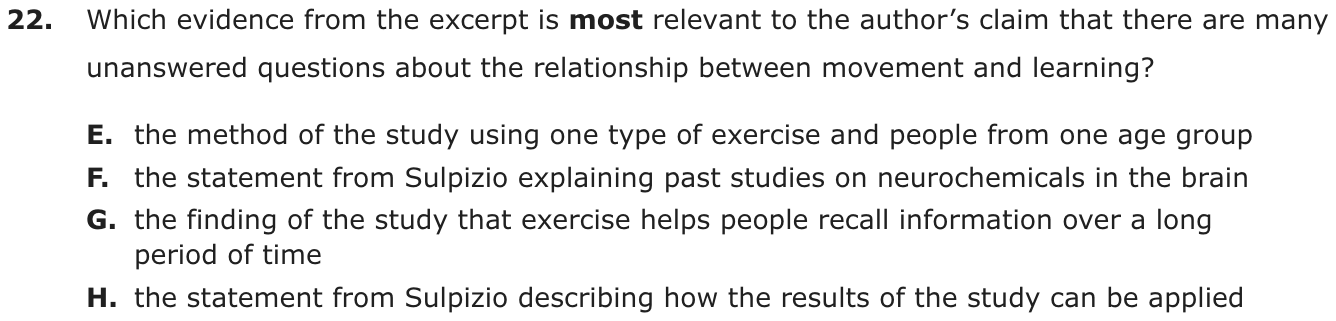 Question 22 as printed on page 175 of the DOE handbook.