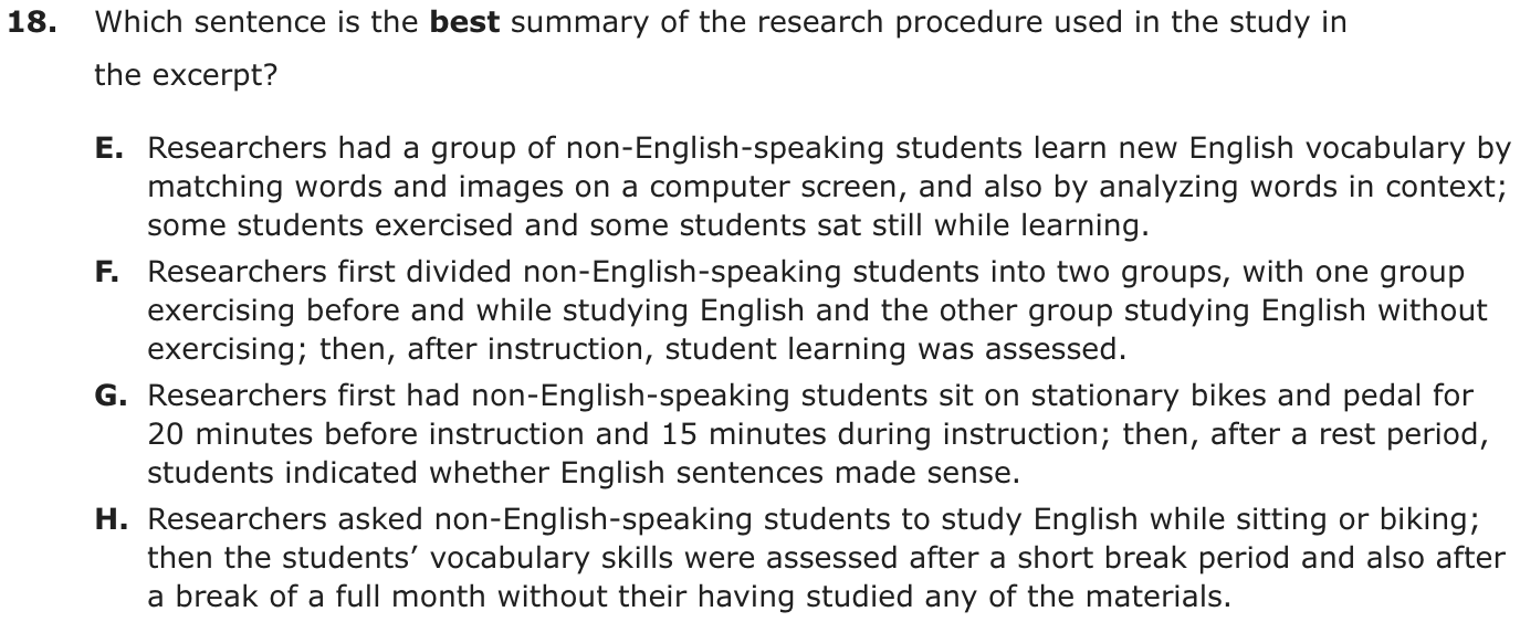 Question 18 as printed on page 173 of the DOE handbook.