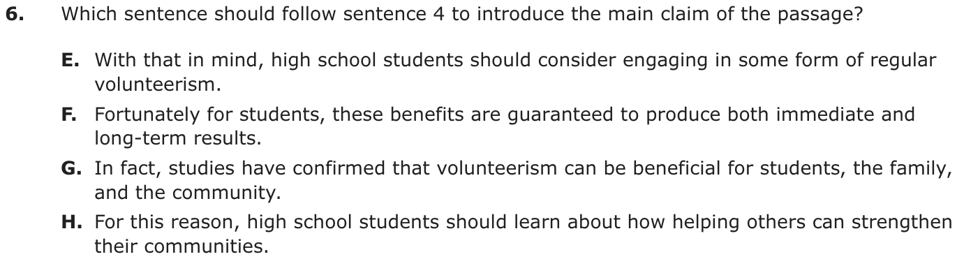 Question 6 as printed on page 164 of the DOE handbook.
