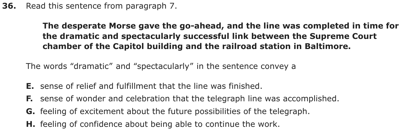 Question 36 as printed on page 187 of the DOE handbook.