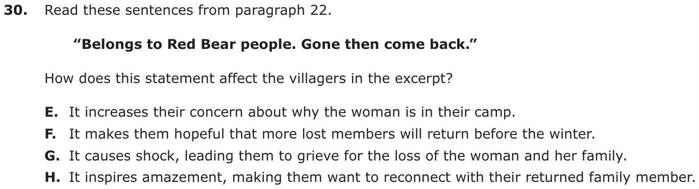 Question 30 as printed on page 181 of the DOE handbook.